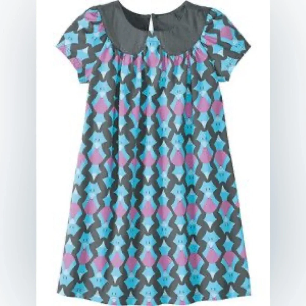 Hanna Andersson Girls 3T (100) Cotton Woodland Print Peter Pan Collar Dress